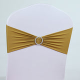 Maxbell 10 Pieces Spandex Chair Back Wedding Party Sash Band with Buckle Decor Gold