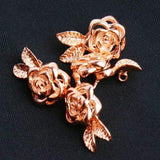 Maxbell 18K Gold Plated Carved Rose Flower Magnetic Clasp For Jewelry Making Scrapbooking DIY Charms Pack of 3PCS