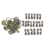 Maxbell 40 Pieces Tibetan Silver Spacer Beads and Mixed Style Heart Pendant Charms