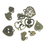 Maxbell 40 Pieces Tibetan Silver Spacer Beads and Mixed Style Heart Pendant Charms