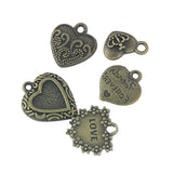 Maxbell 40 Pieces Tibetan Silver Spacer Beads and Mixed Style Heart Pendant Charms