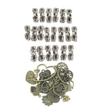 Maxbell 40 Pieces Tibetan Silver Spacer Beads and Mixed Style Heart Pendant Charms