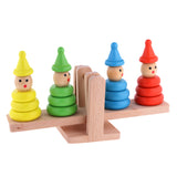 Maxbell Clown Stacking Rings Wooden Tower Baby Kids Stack Up Balance Toy Fun Play