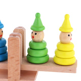 Maxbell Clown Stacking Rings Wooden Tower Baby Kids Stack Up Balance Toy Fun Play