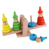 Maxbell Clown Stacking Rings Wooden Tower Baby Kids Stack Up Balance Toy Fun Play