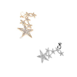 Maxbell 2 Pieces Shiny Crystal Women Stars Right Ear Clip Clamp Earrings Ear Cuff