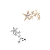 Maxbell 2 Pieces Shiny Crystal Women Stars Right Ear Clip Clamp Earrings Ear Cuff