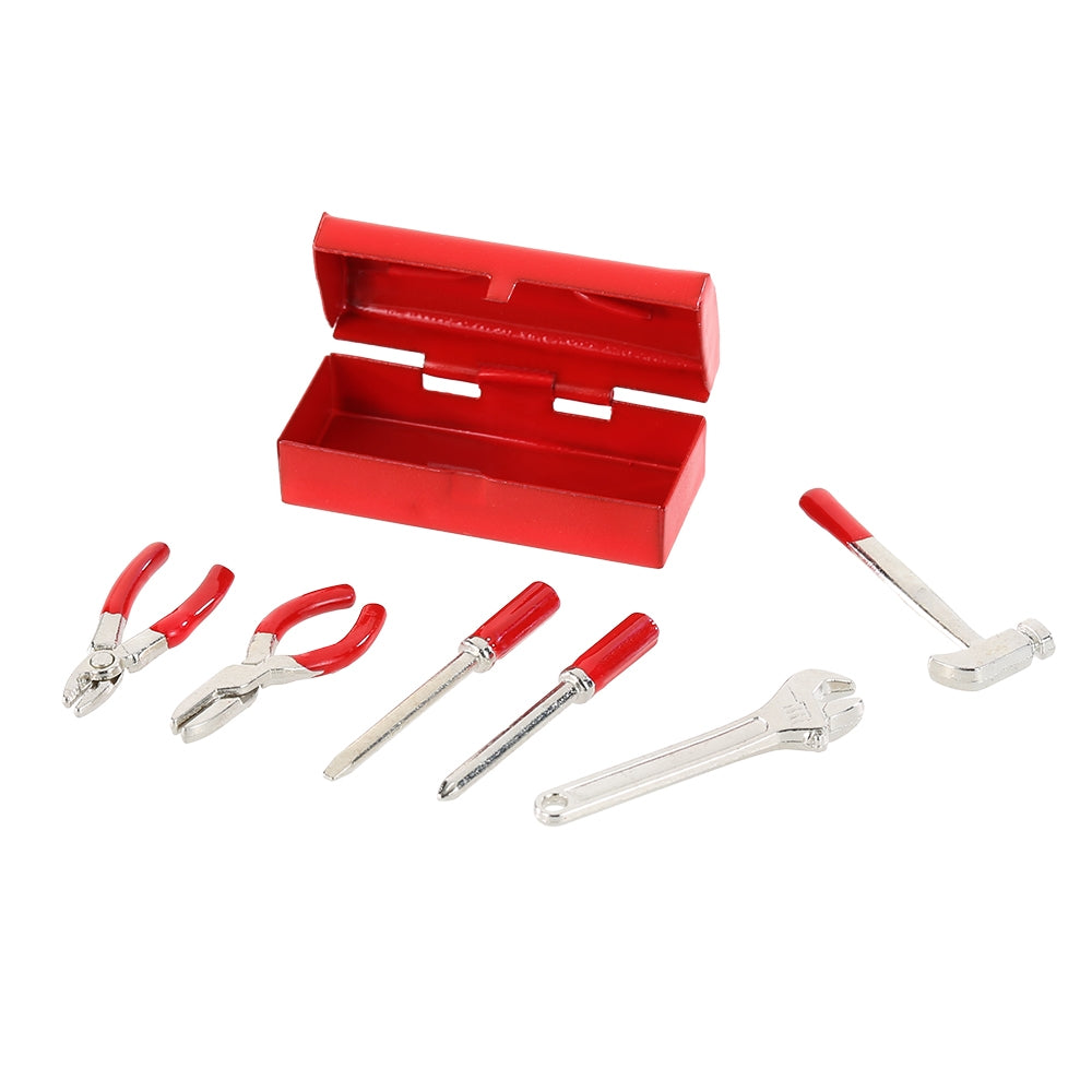 Maxbell 6 Pieces RC Accessory For 1/10 Scale RC Rock Crawler D90 D110 SCX10 Tool Set Red