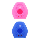 Maxbell 2 Pieces Pink Blue Car Key Fob Silicone Case Cover Protector for BMW X3 X5