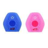 Maxbell 2 Pieces Pink Blue Car Key Fob Silicone Case Cover Protector for BMW X3 X5