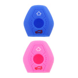 Maxbell 2 Pieces Pink Blue Car Key Fob Silicone Case Cover Protector for BMW X3 X5