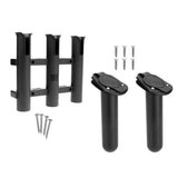 Maxbell Boat Fishing 3-Pole Rod Bracket Rack+ 1 Pair Flush Mount Rod Holder with Cap