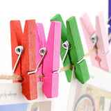 Maxbell 50 Pieces/ Lot Wooden Mini Clips with Spring Photo Paper Peg Pin Craft Clips + Jute Twine for Home Party Nursery Decor