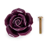 Maxbell Set Of Rose Flower Drawer Pull Knob Kitchen Cupboard Cabinet Door Handles With Mounting Screw Decor Dark Purple