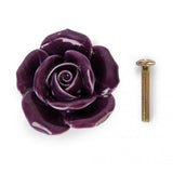 Maxbell Set Of Rose Flower Drawer Pull Knob Kitchen Cupboard Cabinet Door Handles With Mounting Screw Decor Dark Purple