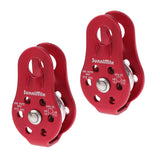 Maxbell 2 Pieces Red Lightweight 20KN General Purpose Fixed Ball Bearing Climbing Rope Pulley for Outdoor Hauling Rigging Lifting Rescue