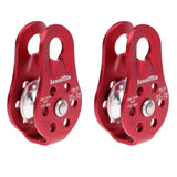 Maxbell 2 Pieces Red Lightweight 20KN General Purpose Fixed Ball Bearing Climbing Rope Pulley for Outdoor Hauling Rigging Lifting Rescue