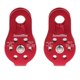 Maxbell 2 Pieces Red Lightweight 20KN General Purpose Fixed Ball Bearing Climbing Rope Pulley for Outdoor Hauling Rigging Lifting Rescue