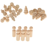 Maxbell Creative Set of 30pcs Unpainted Blank Wooden Peg Dolls Wedding Party Kids Toys DIY