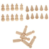 Maxbell Creative Set of 30pcs Unpainted Blank Wooden Peg Dolls Wedding Party Kids Toys DIY