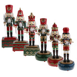 Maxbell 2 Pieces 32CM Wooden Nutcracker Music Box Toy Xmas Decor - Soldier & Drummer