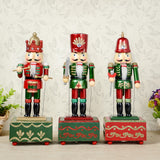 Maxbell 2 Pieces 32CM Wooden Nutcracker Music Box Toy Xmas Decor - Soldier & Drummer