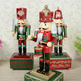 Maxbell 2 Pieces 32CM Wooden Nutcracker Music Box Toy Xmas Decor - Soldier & Drummer