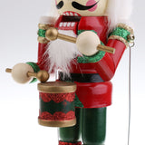 Maxbell 2 Pieces 32CM Wooden Nutcracker Music Box Toy Xmas Decor - Soldier & Drummer