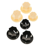 Maxbell Plastic Four Large Knobs + Two Small Knobs for Electric Jazz Bass Electric Guitar Black Beige