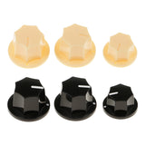 Maxbell Plastic Four Large Knobs + Two Small Knobs for Electric Jazz Bass Electric Guitar Black Beige