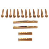 Maxbell 12PCS Guitar Brass Bridge Pins Saddle Nut Replacement Parts for Acoustic Guitar