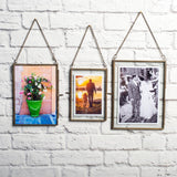 Maxbell 2 Antique Brass Glass Picture Photo Frame Hanging Retro Portrait 5x7in 6x8in