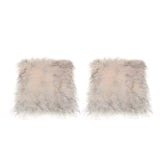 Maxbell 2-Piece Artificial Fluffy Area Rugs Floor Carpet Cushion Home Gray+White