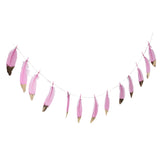 Maxbell 2x Boho Gold Dipped Pink /White Feather Bunting Tassel Garland Hanging Decor