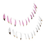 Maxbell 2x Boho Gold Dipped Pink /White Feather Bunting Tassel Garland Hanging Decor