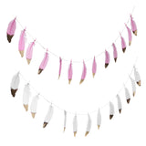 Maxbell 2x Boho Gold Dipped Pink /White Feather Bunting Tassel Garland Hanging Decor