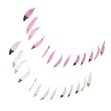 Maxbell 2x Boho Gold Dipped Pink /White Feather Bunting Tassel Garland Hanging Decor