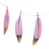 Maxbell 2x Boho Gold Dipped Pink /White Feather Bunting Tassel Garland Hanging Decor