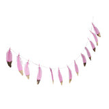 Maxbell 2x Boho Gold Dipped Pink /White Feather Bunting Tassel Garland Hanging Decor