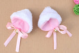 Maxbell Womens Girls Kids Hair Decor Ribbon Bell Charms Hair Styling Clips Gothic Fancy Cosplay Headwear Cat Ear Style Hair Clip DIY Pack of 2PCS White