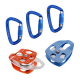 Maxbell 32KN Double + Single Pulley with 24KN Carabiner for Rigging Climbing Rescue