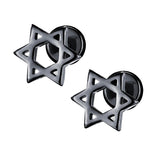 Maxbell 3 Pairs Star of David Stainless Steel Ear Studs Earrings Screw Fashion Lady Man Gift