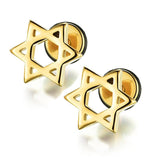 Maxbell 3 Pairs Star of David Stainless Steel Ear Studs Earrings Screw Fashion Lady Man Gift