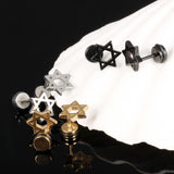 Maxbell 3 Pairs Star of David Stainless Steel Ear Studs Earrings Screw Fashion Lady Man Gift