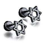 Maxbell 3 Pairs Star of David Stainless Steel Ear Studs Earrings Screw Fashion Lady Man Gift