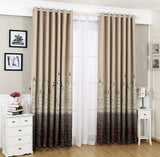 Maxbell 2piece/Set Castle Pattern Window Curtains, Sheer Curtain & Blackout Shading Curtain for Room Home Decoration, 100x250cm-Coffee