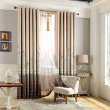 Maxbell 2piece/Set Castle Pattern Window Curtains, Sheer Curtain & Blackout Shading Curtain for Room Home Decoration, 100x250cm-Coffee