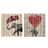 Maxbell 2 Pieces Elephant Print Fabric Bath Shower Curtain 12 Hooks Bathroom Use