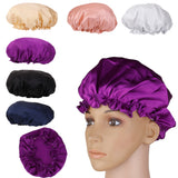 Maxbell 2pcs Womens Natural Silk Sleep Cap Adjustable Night Head Cover Black