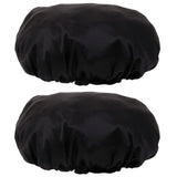 Maxbell 2pcs Womens Natural Silk Sleep Cap Adjustable Night Head Cover Black